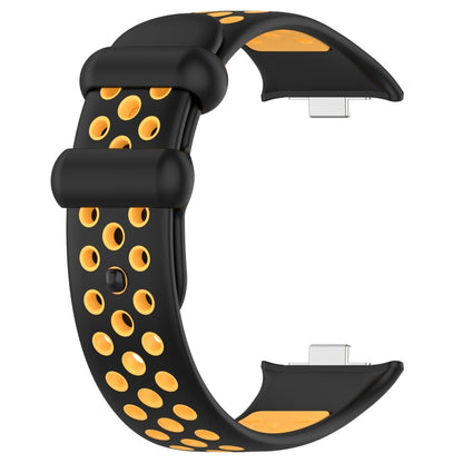 For Redmi Watch 4 Two Color Silicone Sports Watch Band(Black Yellow) - Watch Bands by PMC Jewellery | Online Shopping South Africa | PMC Jewellery