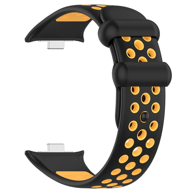 For Redmi Watch 4 Two Color Silicone Sports Watch Band(Black Yellow) - Watch Bands by PMC Jewellery | Online Shopping South Africa | PMC Jewellery