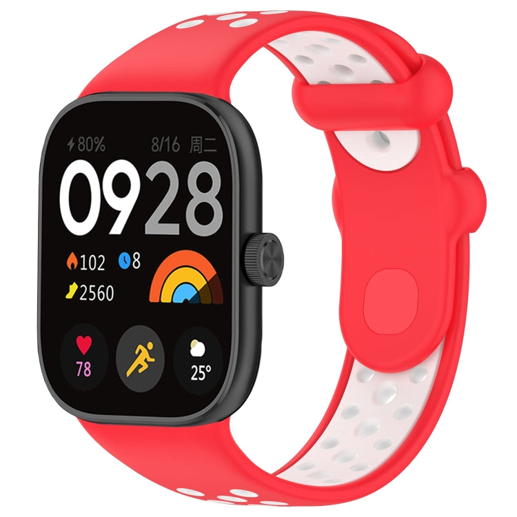 For Redmi Watch 4 Two Color Silicone Sports Watch Band(Red White) - Watch Bands by PMC Jewellery | Online Shopping South Africa | PMC Jewellery