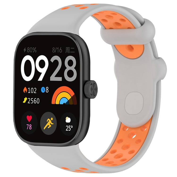 For Redmi Watch 4 Two Color Silicone Sports Watch Band(Grey Orange) - Watch Bands by PMC Jewellery | Online Shopping South Africa | PMC Jewellery