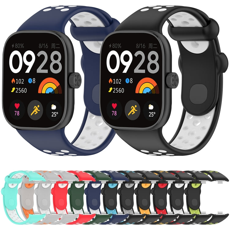 For Redmi Watch 4 Two Color Silicone Sports Watch Band(Grey White) - Watch Bands by PMC Jewellery | Online Shopping South Africa | PMC Jewellery