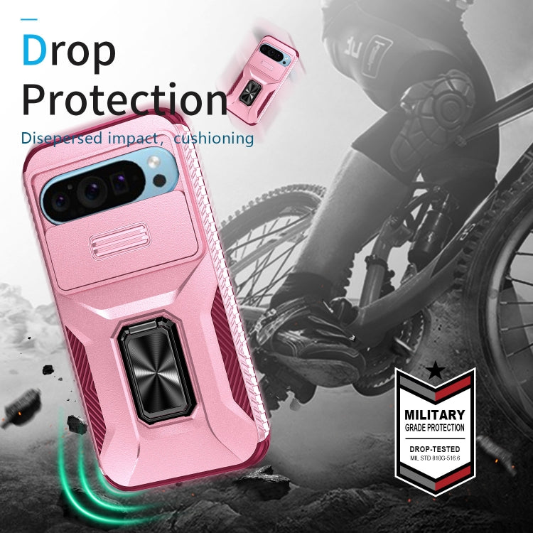 For Google Pixel 9 / Pixel 9 Pro Sliding Camshield Holder Phone Case(Pink + Rose Red) - Google Cases by PMC TechLife | Online Shopping South Africa | PMC TechLife | Buy Now Pay Later Mobicred