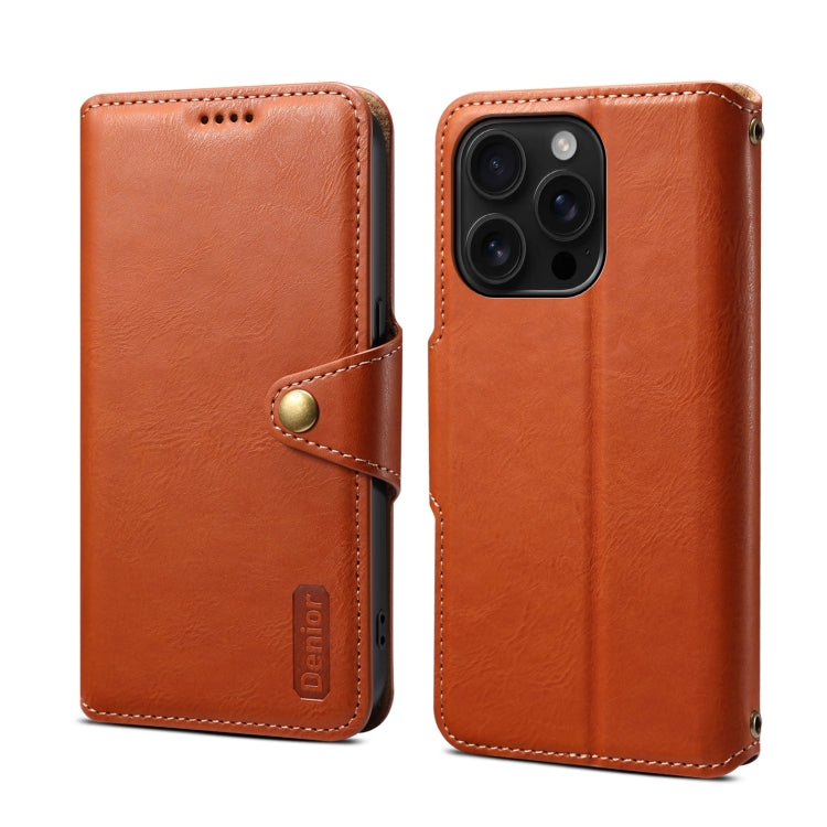 For iPhone 16 Pro Denior Cowhide Texture Wallet Style Leather Phone Case(Brown) - free shipping - PMC Jewellery - Order now!