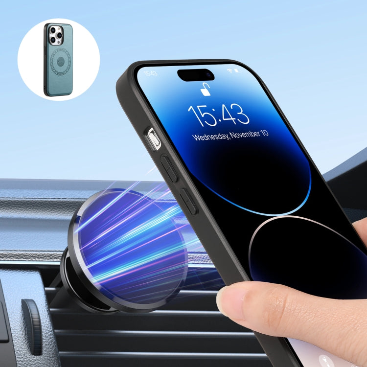 For iPhone 13 Pro Max Denior Cowhide Texture Leather MagSafe Detachable Wallet Phone Case(Blue) - free shipping - PMC Jewellery - Order now!