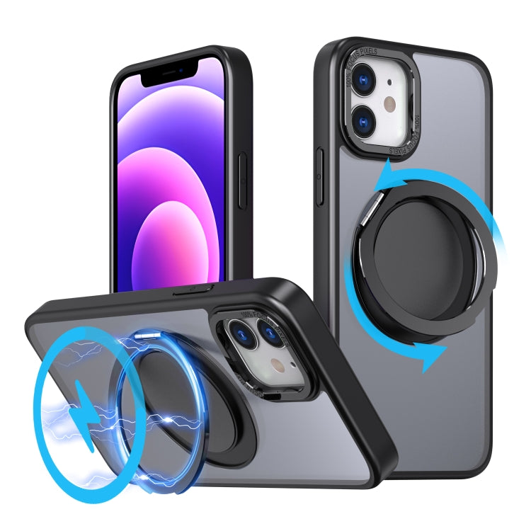 For iPhone 12 360-degree Rotating MagSafe Magnetic Holder Phone Case(Black) - iPhone 12 / 12 Pro Cases by PMC Jewellery | Online Shopping South Africa | PMC Jewellery