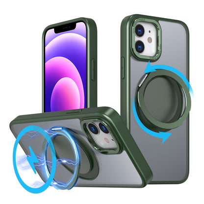 For iPhone 12 360-degree Rotating MagSafe Magnetic Holder Phone Case(Green) - iPhone 12 / 12 Pro Cases by PMC Jewellery | Online Shopping South Africa | PMC Jewellery