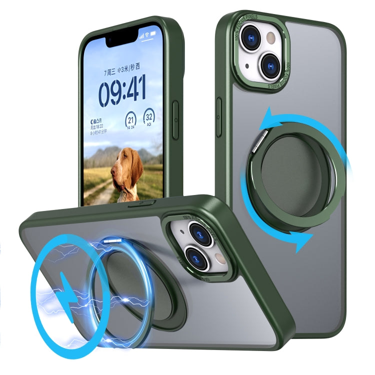 For iPhone 14 Plus 360-degree Rotating MagSafe Magnetic Holder Phone Case(Green) - iPhone 14 Plus Cases by PMC TechLife | Online Shopping South Africa | PMC TechLife