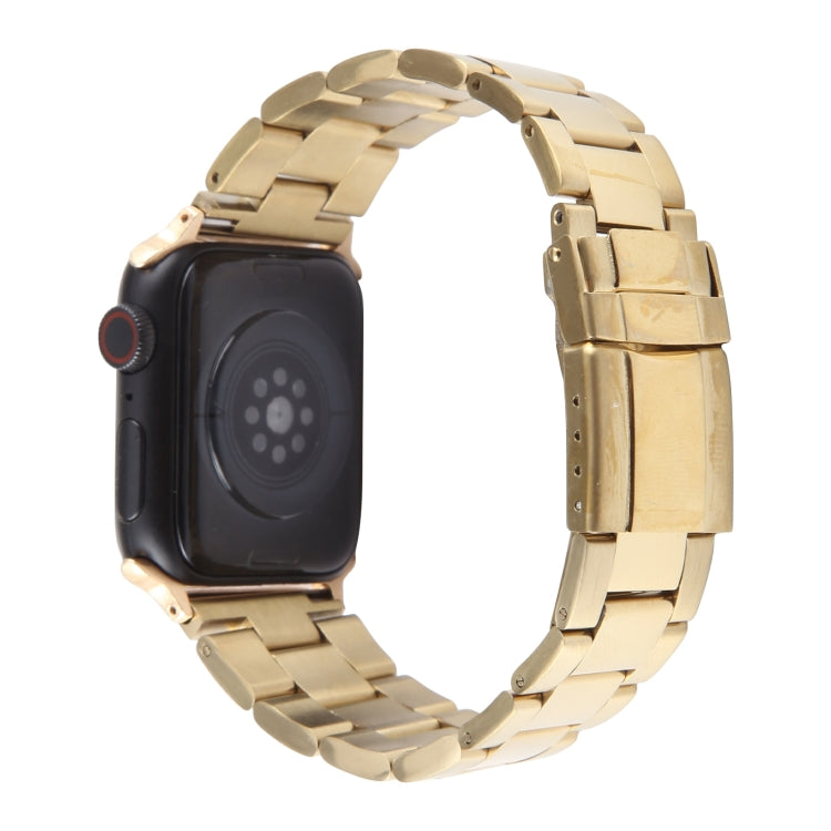 For Apple Watch SE 40mm Three-Bead Stainless Steel Watch Band(Gold) - free shipping - PMC TechLife - Order now!