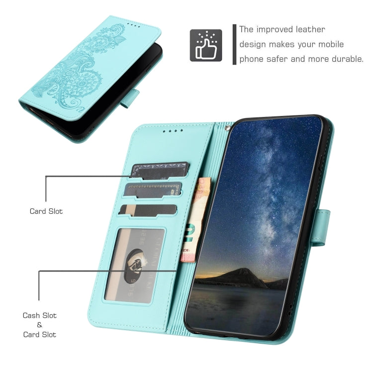 For Google Pixel 9 Pro Datura Flower Embossed Flip Leather Phone Case(Light blue) - Google Cases by PMC TechLife | Online Shopping South Africa | PMC TechLife | Buy Now Pay Later Mobicred