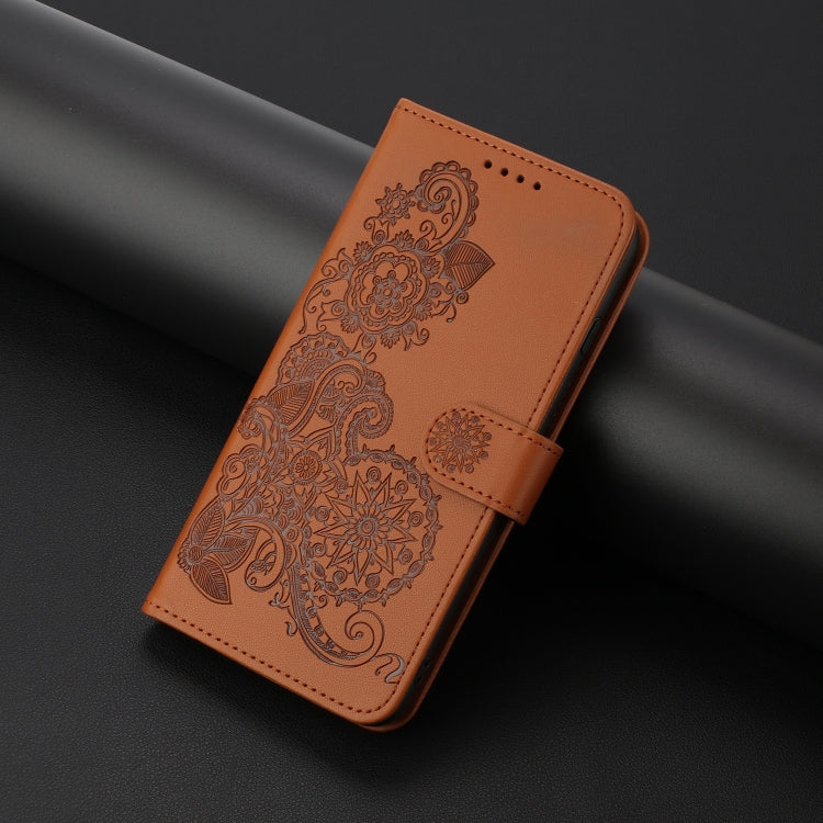 For Google Pixel 9 Pro Datura Flower Embossed Flip Leather Phone Case(Brown) - Google Cases by PMC TechLife | Online Shopping South Africa | PMC TechLife | Buy Now Pay Later Mobicred