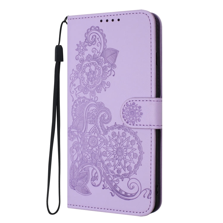 For Google Pixel 9 Pro Datura Flower Embossed Flip Leather Phone Case(Purple) - Google Cases by PMC TechLife | Online Shopping South Africa | PMC TechLife | Buy Now Pay Later Mobicred