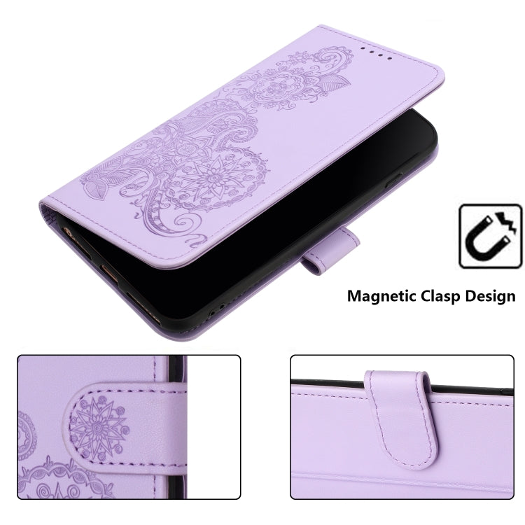 For Google Pixel 9 Pro Datura Flower Embossed Flip Leather Phone Case(Purple) - Google Cases by PMC TechLife | Online Shopping South Africa | PMC TechLife | Buy Now Pay Later Mobicred
