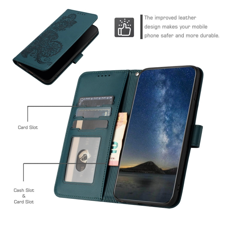 For Google Pixel 9 Pro Datura Flower Embossed Flip Leather Phone Case(Dark Green) - Google Cases by PMC TechLife | Online Shopping South Africa | PMC TechLife | Buy Now Pay Later Mobicred