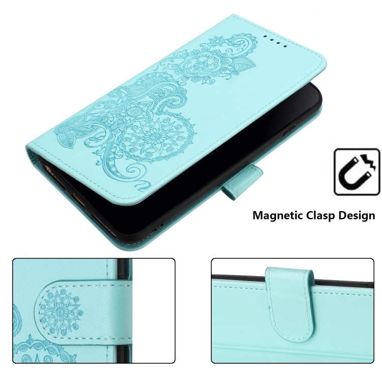 For Google Pixel 9 Datura Flower Embossed Flip Leather Phone Case(Light blue) - Google Cases by PMC TechLife | Online Shopping South Africa | PMC TechLife | Buy Now Pay Later Mobicred