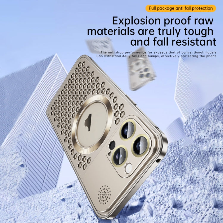 For iPhone 14 Pro Max Spring Buckle MagSafe Magnetic Metal Aromatherapy Phone Case(Silver) - iPhone 14 Pro Max Cases by PMc TechLife | Online Shopping South Africa | PMc TechLife | Buy Now Pay Later Mobicred