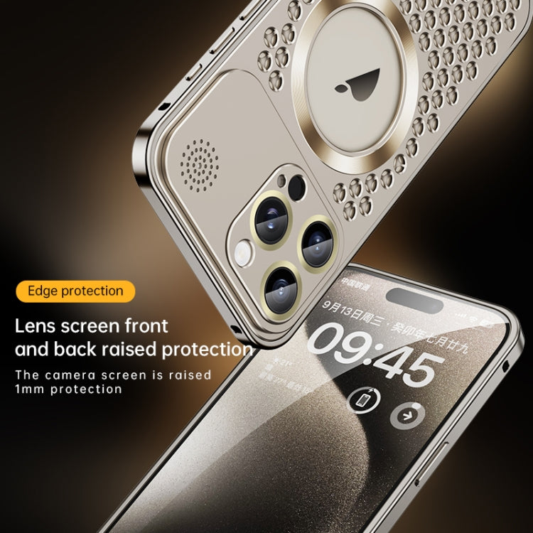 For iPhone 14 Spring Buckle MagSafe Magnetic Metal Aromatherapy Phone Case(Silver) - iPhone 14 Cases by PMC Jewellery | Online Shopping South Africa | PMC Jewellery