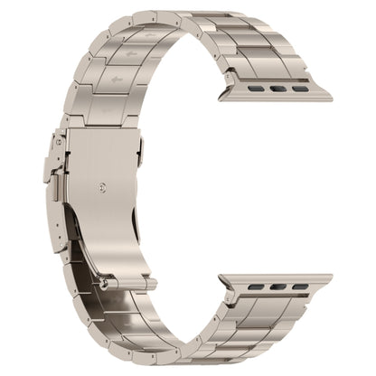 For Apple Watch SE 2023 44mm Safety Buckle Trapezoid Titanium Steel Watch Band(Titanium) - Watch Bands by PMC Jewellery | Online Shopping South Africa | PMC Jewellery