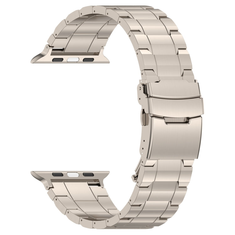 For Apple Watch SE 2023 44mm Safety Buckle Trapezoid Titanium Steel Watch Band(Titanium) - Watch Bands by PMC Jewellery | Online Shopping South Africa | PMC Jewellery