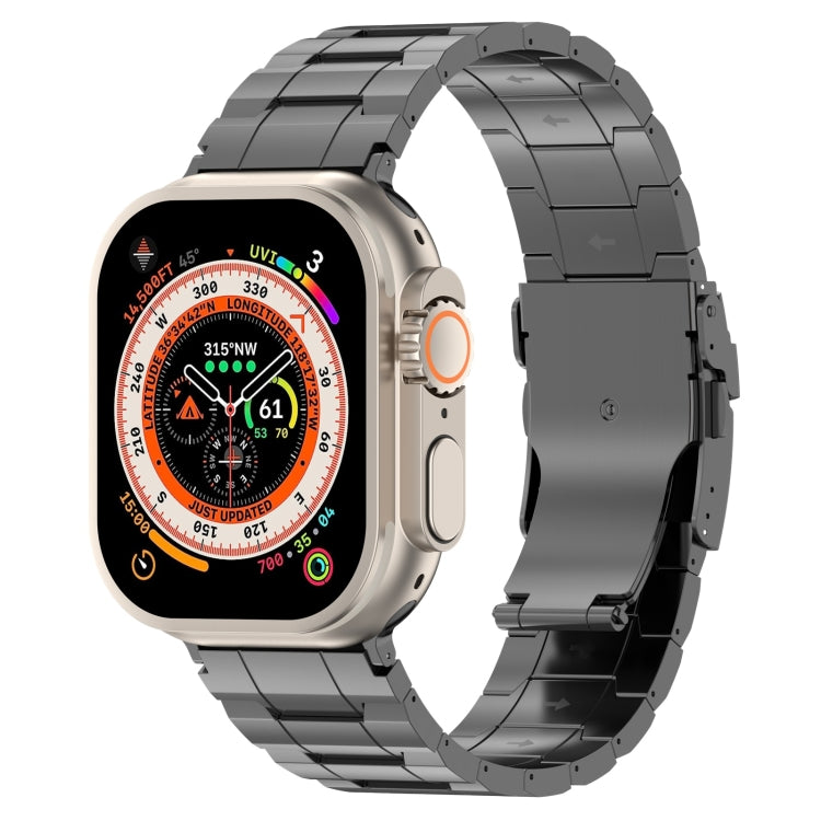 For Apple Watch Ultra 2 49mm Safety Buckle Trapezoid Titanium Steel Watch Band(Grey) - Watch Bands by PMC Jewellery | Online Shopping South Africa | PMC Jewellery