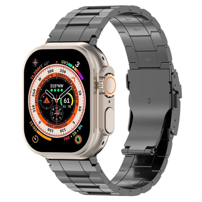 For Apple Watch Ultra 2 49mm Safety Buckle Trapezoid Titanium Steel Watch Band(Grey) - Watch Bands by PMC Jewellery | Online Shopping South Africa | PMC Jewellery