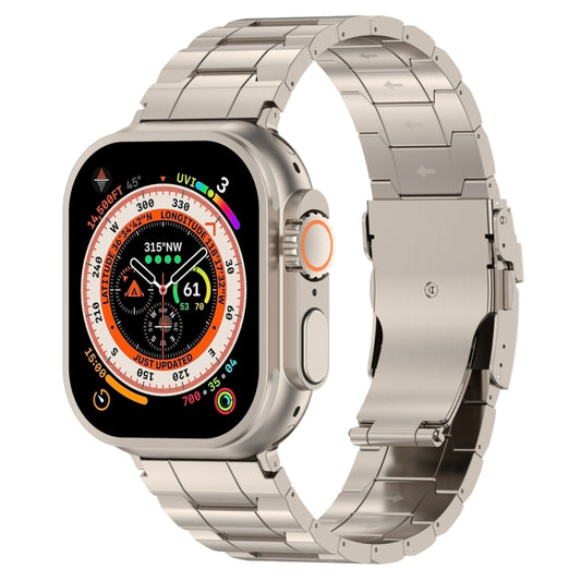 For Apple Watch Ultra 2 49mm Safety Buckle Trapezoid Titanium Steel Watch Band(Titanium) - Watch Bands by PMC Jewellery | Online Shopping South Africa | PMC Jewellery