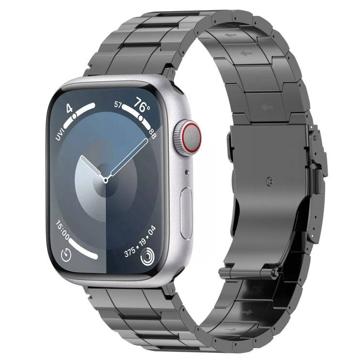 For Apple Watch Series 9 41mm Safety Buckle Trapezoid Titanium Steel Watch Band(Grey) - Watch Bands by PMC Jewellery | Online Shopping South Africa | PMC Jewellery