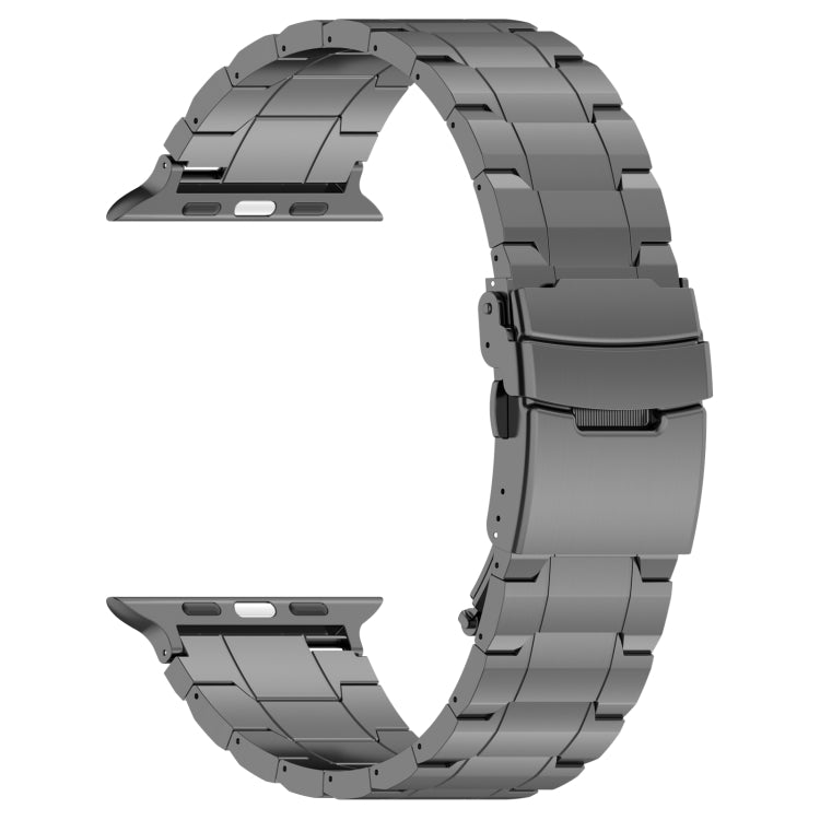 For Apple Watch Series 9 41mm Safety Buckle Trapezoid Titanium Steel Watch Band(Grey) - Watch Bands by PMC Jewellery | Online Shopping South Africa | PMC Jewellery