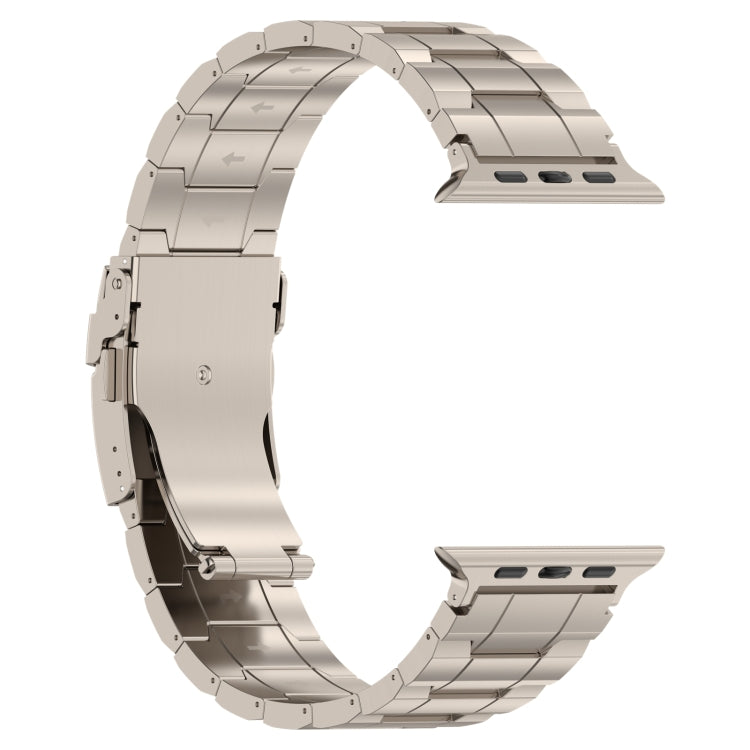 For Apple Watch SE 2022 44mm Safety Buckle Trapezoid Titanium Steel Watch Band(Titanium) - Watch Bands by PMC Jewellery | Online Shopping South Africa | PMC Jewellery