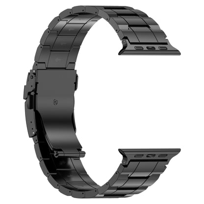 For Apple Watch Series 6 40mm Safety Buckle Trapezoid Titanium Steel Watch Band(Black) - Watch Bands by PMC Jewellery | Online Shopping South Africa | PMC Jewellery