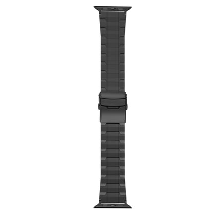 For Apple Watch Series 6 40mm Safety Buckle Trapezoid Titanium Steel Watch Band(Black) - Watch Bands by PMC Jewellery | Online Shopping South Africa | PMC Jewellery