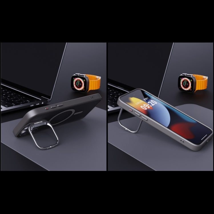 For iPhone 14 Plus Invisible Lens Holder PC + TPU Frosted MagSafe Phone Case(Orange) - iPhone 14 Plus Cases by PMC TechLife | Online Shopping South Africa | PMC TechLife | Buy Now Pay Later Mobicred