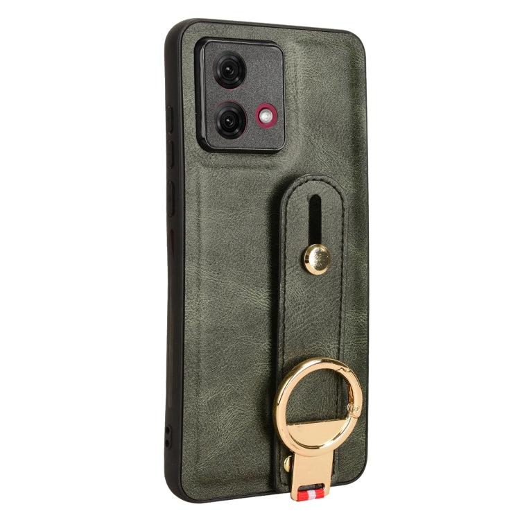 For Motorola Moto G84 5G Wristband Leather Back Phone Case(Green) - Motorola Cases by PMC Jewellery | Online Shopping South Africa | PMC Jewellery