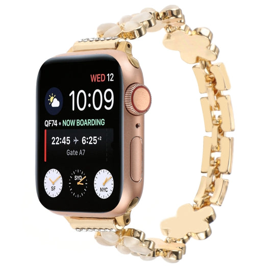 For Apple Watch SE 2023 40mm 5-petaled Flower Zinc Alloy Chain Watch Band(Gold) - Watch Bands by PMC Jewellery | Online Shopping South Africa | PMC Jewellery