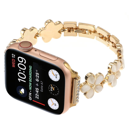 For Apple Watch Ultra 2 49mm 5-petaled Flower Zinc Alloy Chain Watch Band(Gold) - Watch Bands by PMC Jewellery | Online Shopping South Africa | PMC Jewellery