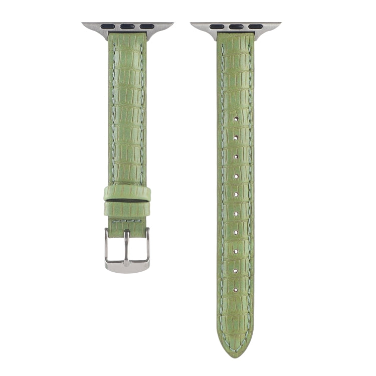 For Apple Watch Ultra 2 49mm Slim Crocodile Leather Watch Band(Light Green) - Watch Bands by PMC Jewellery | Online Shopping South Africa | PMC Jewellery