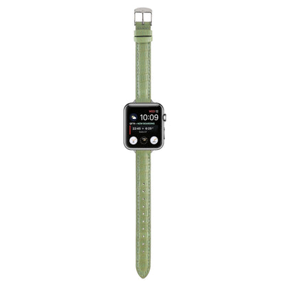 For Apple Watch Ultra 2 49mm Slim Crocodile Leather Watch Band(Light Green) - Watch Bands by PMC Jewellery | Online Shopping South Africa | PMC Jewellery