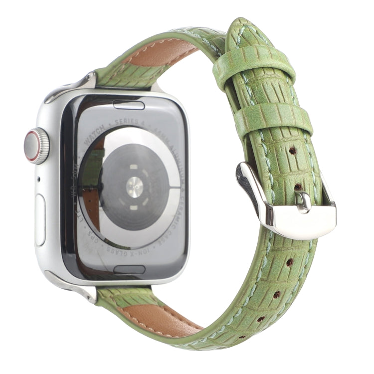 For Apple Watch Ultra 2 49mm Slim Crocodile Leather Watch Band(Light Green) - Watch Bands by PMC TechLife | Online Shopping South Africa | PMC TechLife