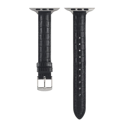 For Apple Watch Ultra 2 49mm Slim Crocodile Leather Watch Band(Black) - Watch Bands by PMC Jewellery | Online Shopping South Africa | PMC Jewellery