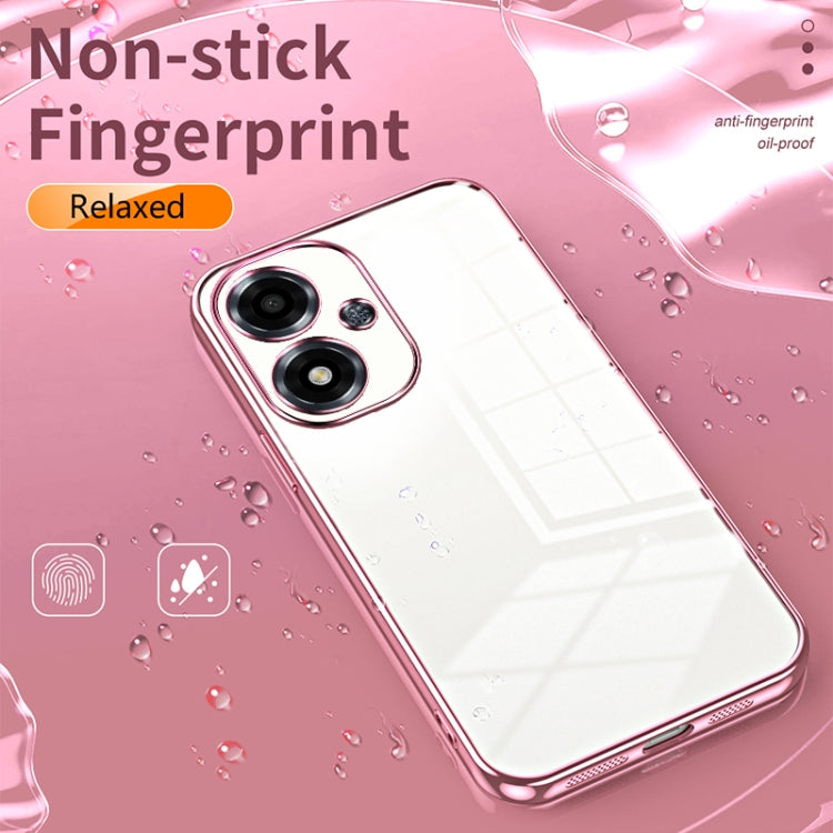 For OPPO A2m Transparent Plating Fine Hole Phone Case(Blue) - OPPO Cases by PMC TechLife | Online Shopping South Africa | PMC TechLife | Buy Now Pay Later Mobicred