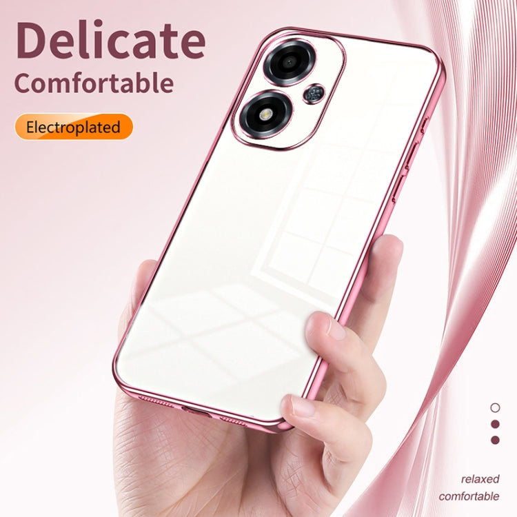 For OPPO A2m Transparent Plating Fine Hole Phone Case(Blue) - OPPO Cases by PMC TechLife | Online Shopping South Africa | PMC TechLife | Buy Now Pay Later Mobicred