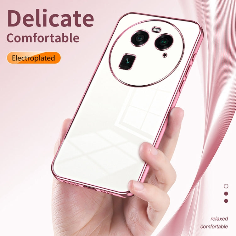 For OPPO Find X6 Transparent Plating Fine Hole Phone Case(Pink) - OPPO Cases by PMC TechLife | Online Shopping South Africa | PMC TechLife | Buy Now Pay Later Mobicred