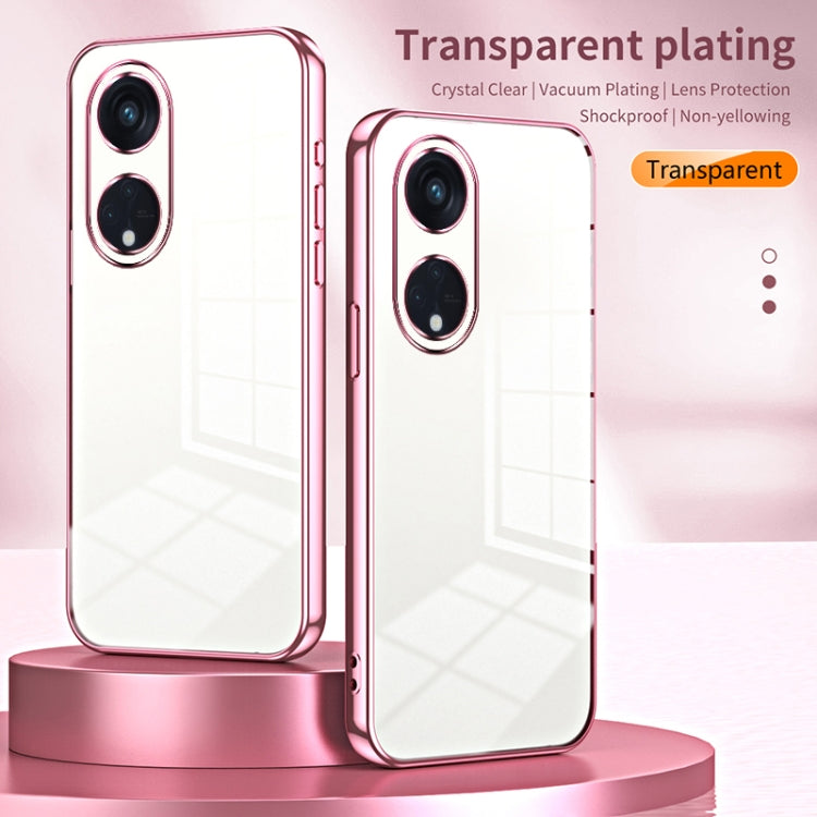 For OPPO Reno8 T 5G Transparent Plating Fine Hole Phone Case(Blue) - OPPO Cases by PMC TechLife | Online Shopping South Africa | PMC TechLife | Buy Now Pay Later Mobicred