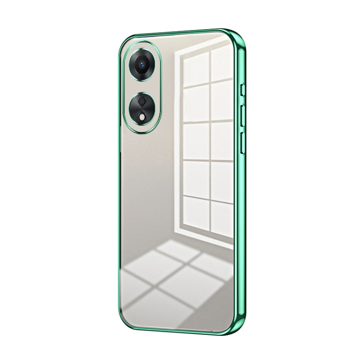 For OPPO A58 5G / A58x 5G Transparent Plating Fine Hole Phone Case(Green) - OPPO Cases by PMC TechLife | Online Shopping South Africa | PMC TechLife | Buy Now Pay Later Mobicred