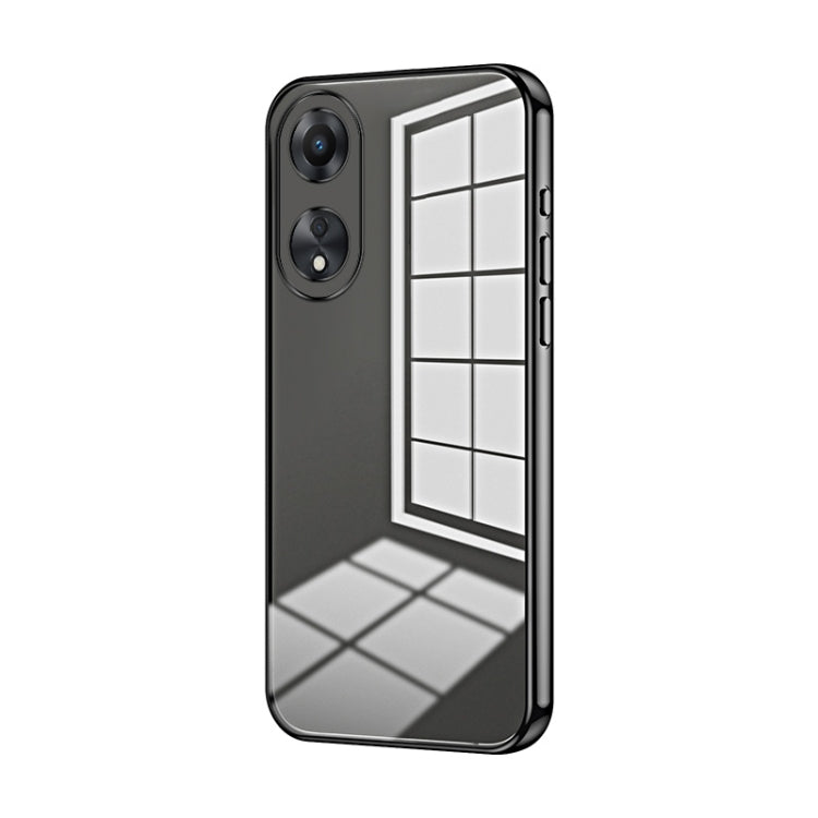 For OPPO A58 5G / A58x 5G Transparent Plating Fine Hole Phone Case(Black) - OPPO Cases by PMC TechLife | Online Shopping South Africa | PMC TechLife | Buy Now Pay Later Mobicred