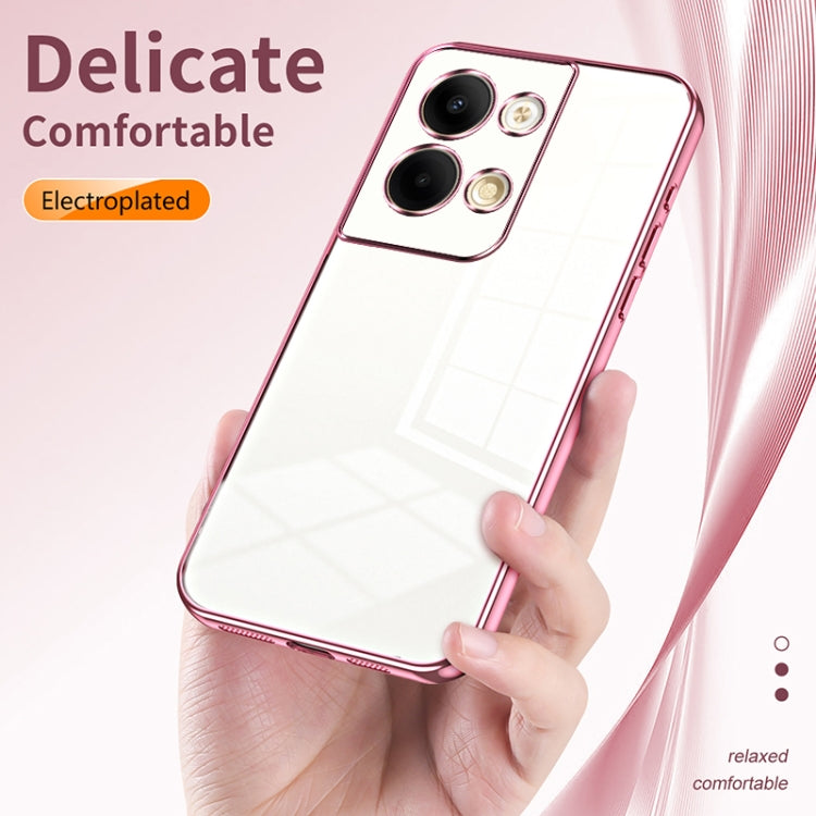 For OPPO Reno9 / Reno9 Pro Transparent Plating Fine Hole Phone Case(Blue) - OPPO Cases by PMC TechLife | Online Shopping South Africa | PMC TechLife | Buy Now Pay Later Mobicred