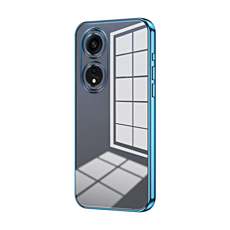 For OPPO A1 Pro Transparent Plating Fine Hole Phone Case(Blue) - OPPO Cases by PMC TechLife | Online Shopping South Africa | PMC TechLife | Buy Now Pay Later Mobicred