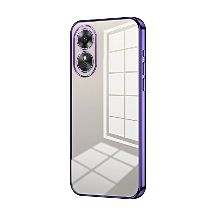 For OPPO A17 / A17K Transparent Plating Fine Hole Phone Case(Purple) - OPPO Cases by PMC TechLife | Online Shopping South Africa | PMC TechLife | Buy Now Pay Later Mobicred