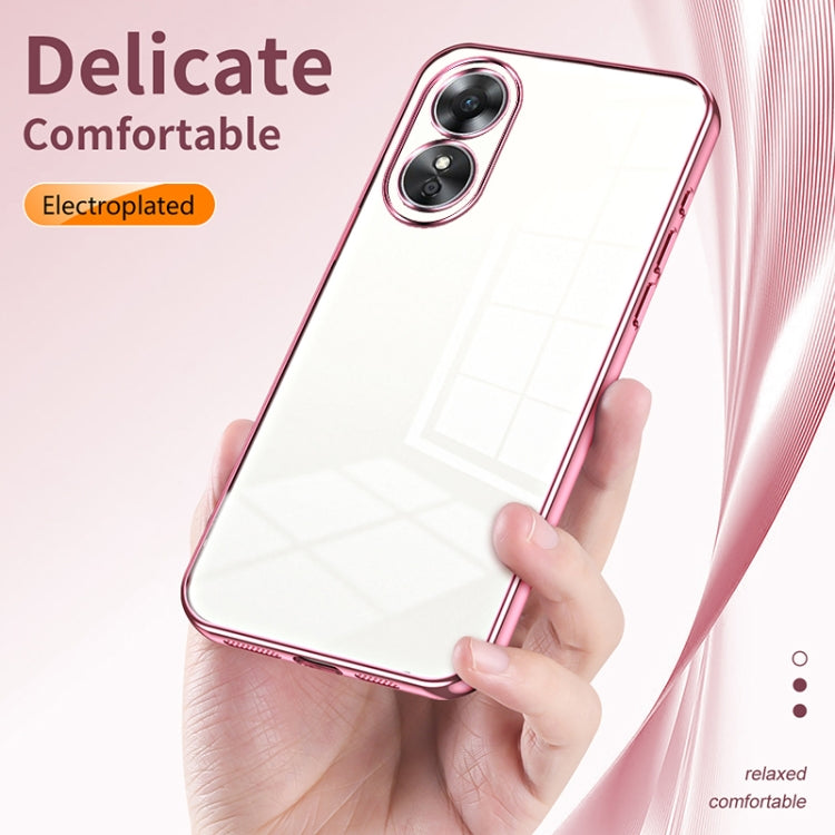 For OPPO A17 / A17K Transparent Plating Fine Hole Phone Case(Purple) - OPPO Cases by PMC TechLife | Online Shopping South Africa | PMC TechLife | Buy Now Pay Later Mobicred