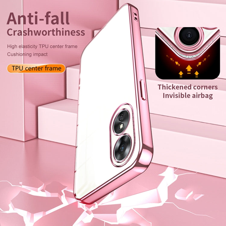 For OPPO A17 / A17K Transparent Plating Fine Hole Phone Case(Purple) - OPPO Cases by PMC TechLife | Online Shopping South Africa | PMC TechLife | Buy Now Pay Later Mobicred