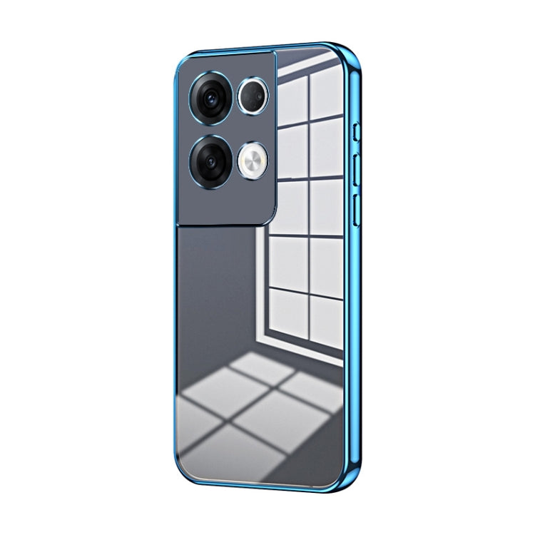 For OPPO Reno8 Pro+ Transparent Plating Fine Hole Phone Case(Blue) - free shipping - PMC TechLife - Order now!